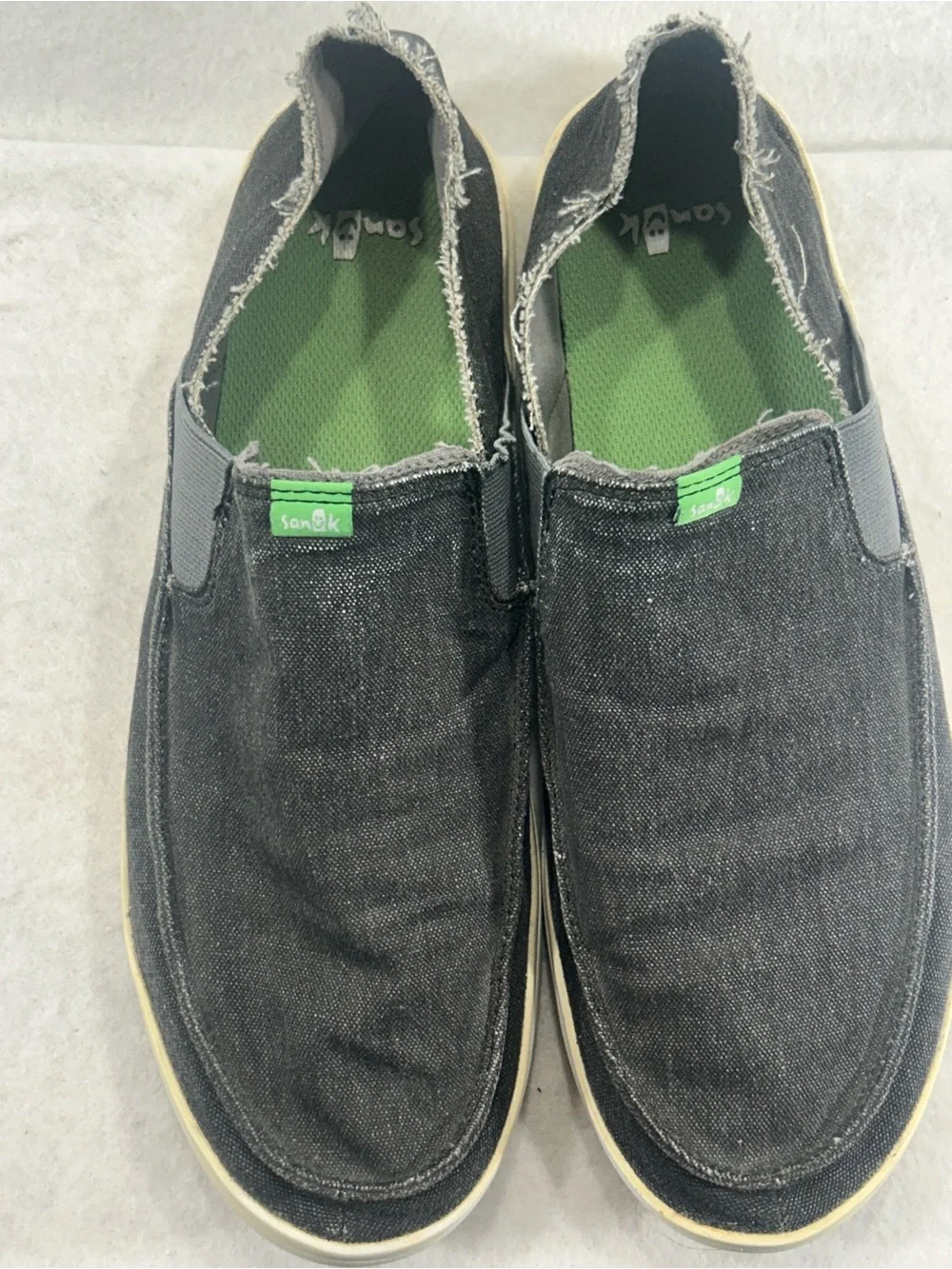 Sanuk Men’s Grey Canvas Slip-On Sidewalk Surfer Shoes Size 12